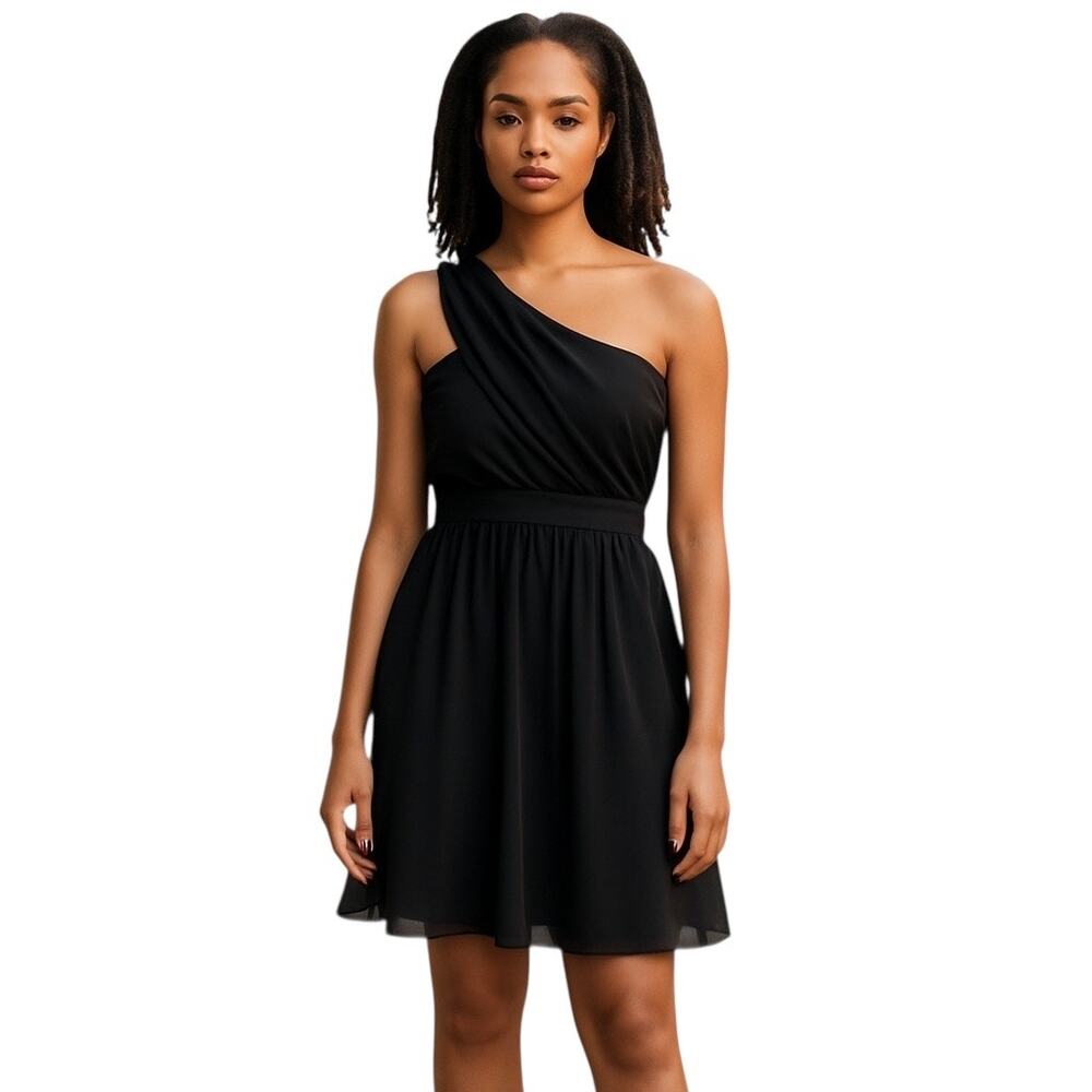 Vince Camuto Women Navy Blue One Shoulder Sleeveless Dress Size 8